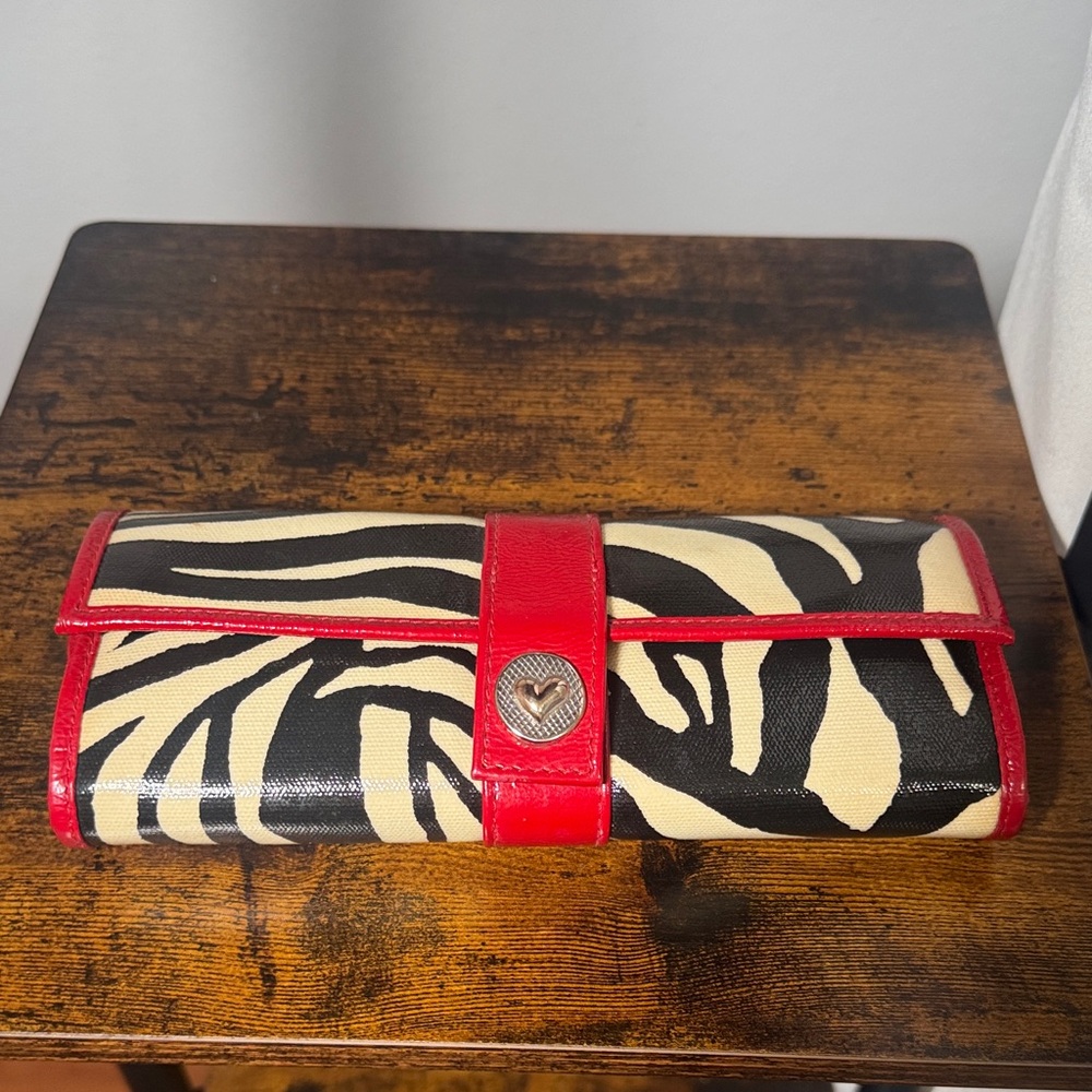 Brighton Tri-Fold Cosmetic Case Glossy Red Multi Compartment Organizer